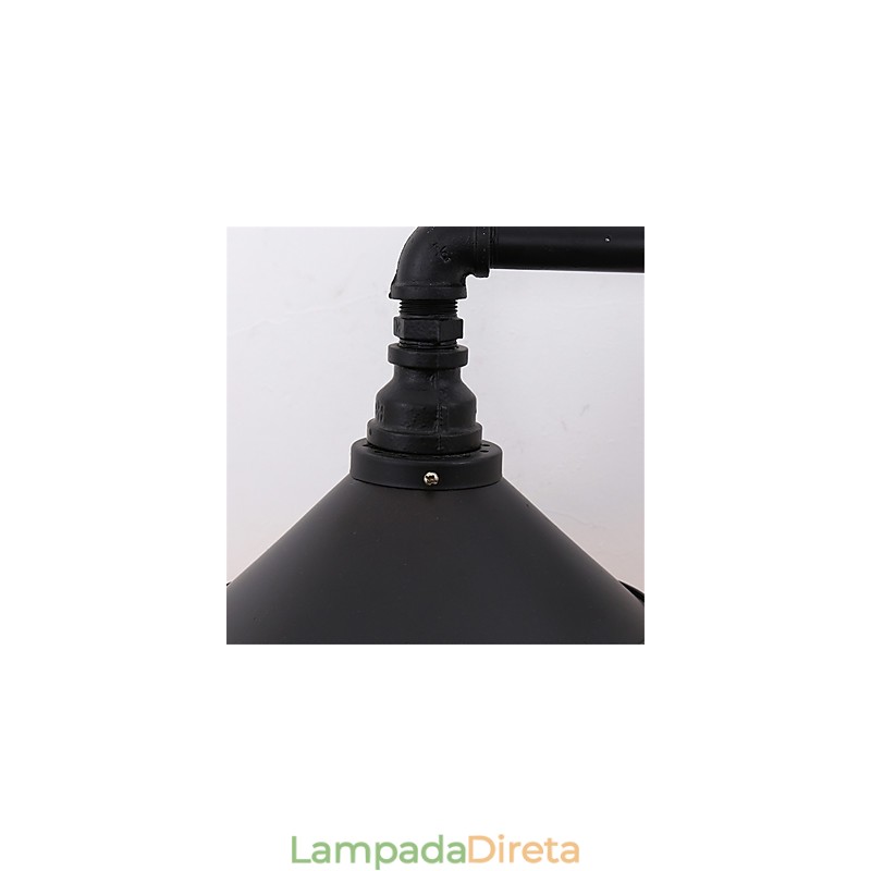 Luminária de parede industrial vintage, abajur de metal preto, decoração para restaurante, café, bar, iluminação com 2 luzes, acabamento pintado