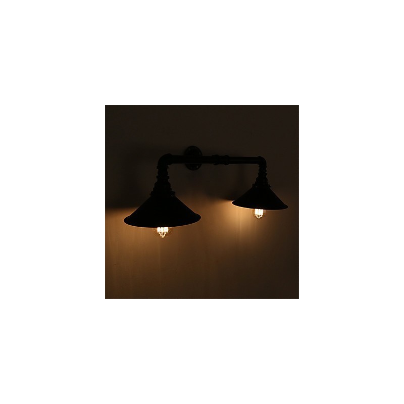 2 Cabeças Retro Industrial Tubo Luzes de Parede Simples Loft Preto Metal Sala de Jantar Cozinha Bar Café Decoração iluminação
