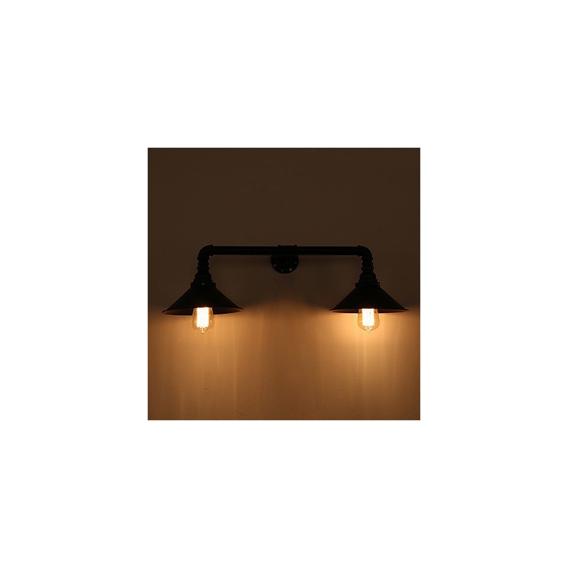 2 Cabeças Retro Industrial Tubo Luzes de Parede Simples Loft Preto Metal Sala de Jantar Cozinha Bar Café Decoração iluminação