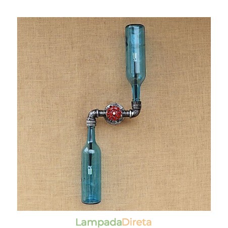 Luminária de parede para garrafa de tubo de ferro forjado Loft The Bottle Luminária de parede para garrafa de tubo de ferro forjado Loft The Bottle