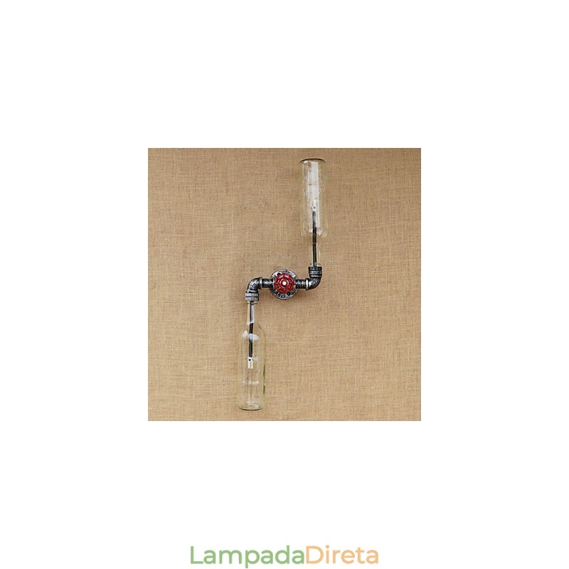 Luminária de parede para garrafa de tubo de ferro forjado Loft The Bottle