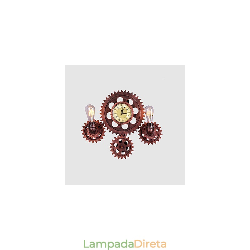 Luminárias de parede industriais vintage em forma de engrenagem de madeira Luzes giratórias criativas para decoração de restaurante, café, bar