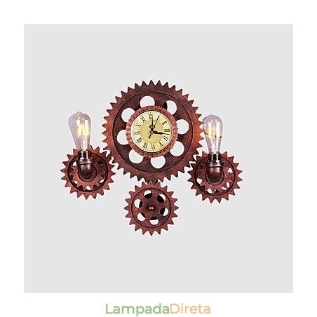 Luminárias de parede industriais vintage em forma de engrenagem de madeira Luzes giratórias criativas para decoração de restaurante, café, bar Luminárias de parede industriais vintage em forma de engrenagem de madeira Luzes giratórias criativas para decoração de restaurante, café, bar