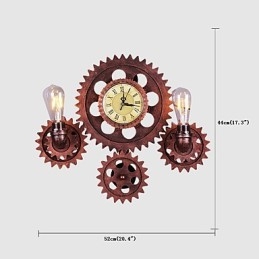 Luminárias de parede industriais vintage em forma de engrenagem de madeira Luzes giratórias criativas para decoração de restaurante, café, bar