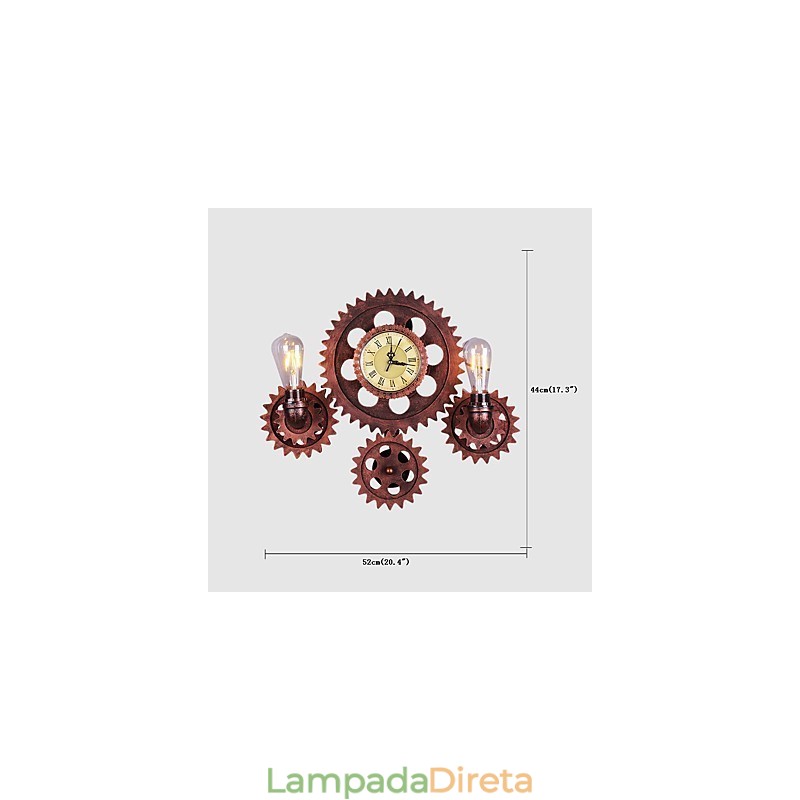 Luminárias de parede industriais vintage em forma de engrenagem de madeira Luzes giratórias criativas para decoração de restaurante, café, bar