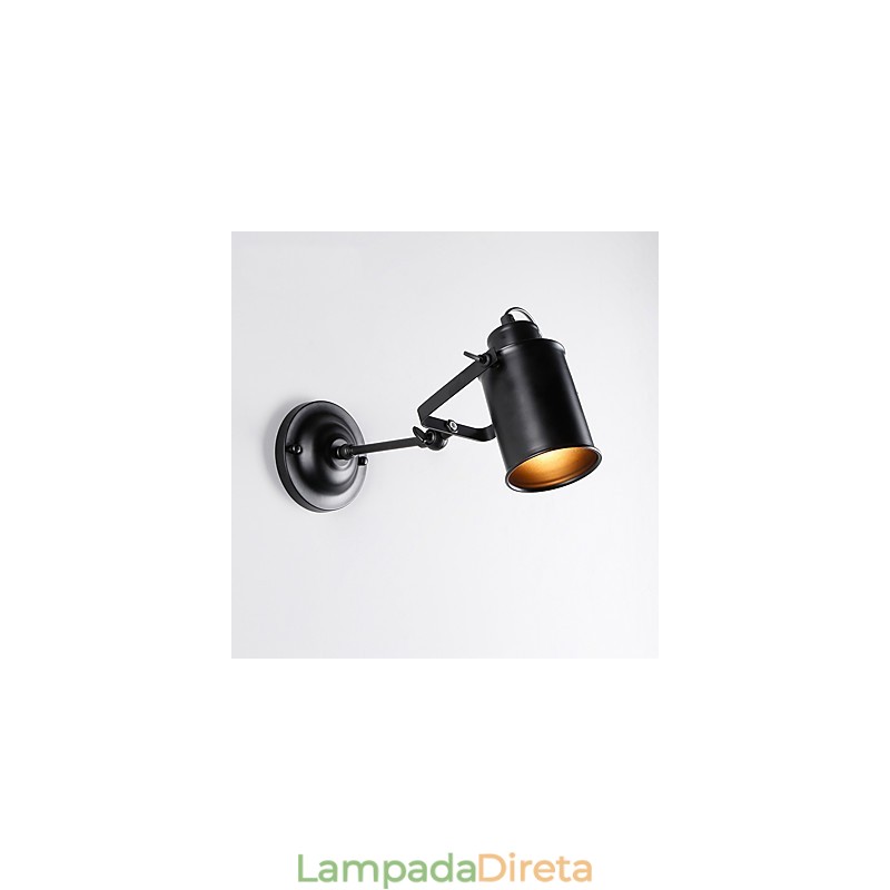 Luminária de parede vintage de metal preto para loft, sala de estar, sala de jantar, corredor, café, bares, luminária de parede