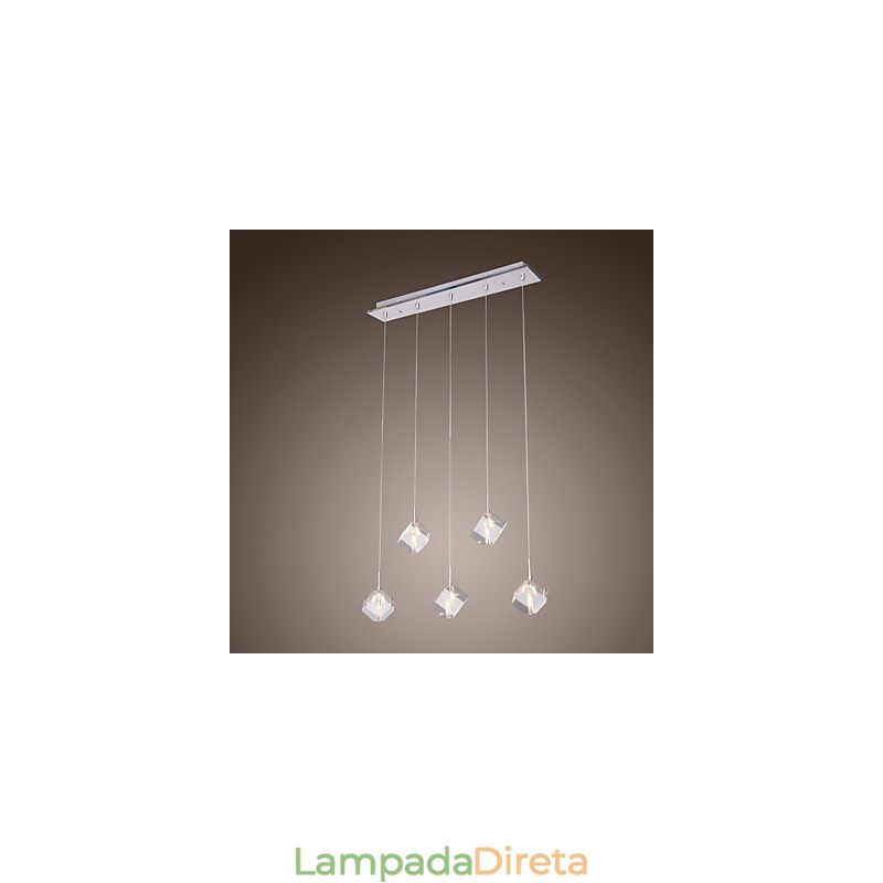 Luminária pendente moderna contemporânea de cristal cromado