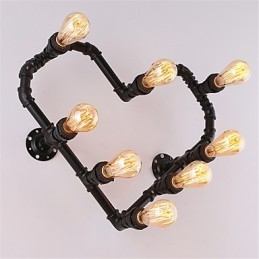 Vintage Water Pipe Loving Heart Creative Wall Lights Industrial Sala de estar Restaurante Bares Café decoração Wall Spots