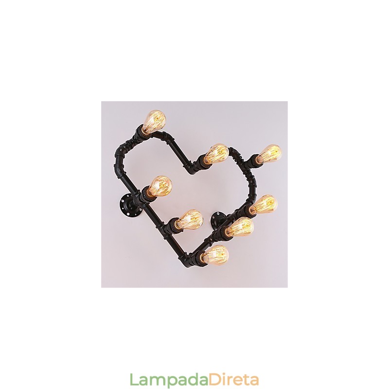 Vintage Water Pipe Loving Heart Creative Wall Lights Industrial Sala de estar Restaurante Bares Café decoração Wall Spots
