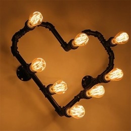 Vintage Water Pipe Loving Heart Creative Wall Lights Industrial Sala de estar Restaurante Bares Café decoração Wall Spots