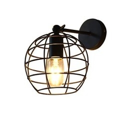 Luminária de parede de ferro redonda oca tijolos preto decoração americana sabre de luz lâmpada na parede