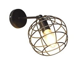 Luminária de parede de ferro redonda oca tijolos preto decoração americana sabre de luz lâmpada na parede