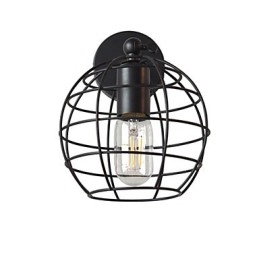 Luminária de parede de ferro redonda oca tijolos preto decoração americana sabre de luz lâmpada na parede