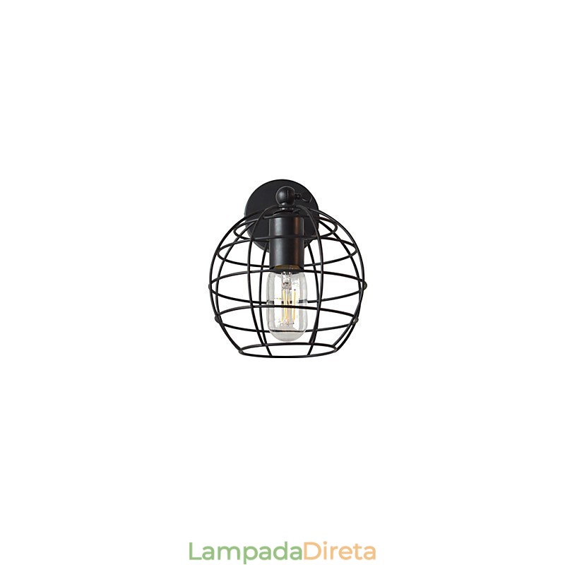 Luminária de parede de ferro redonda oca tijolos preto decoração americana sabre de luz lâmpada na parede