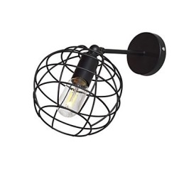Luminária de parede de ferro redonda oca tijolos preto decoração americana sabre de luz lâmpada na parede