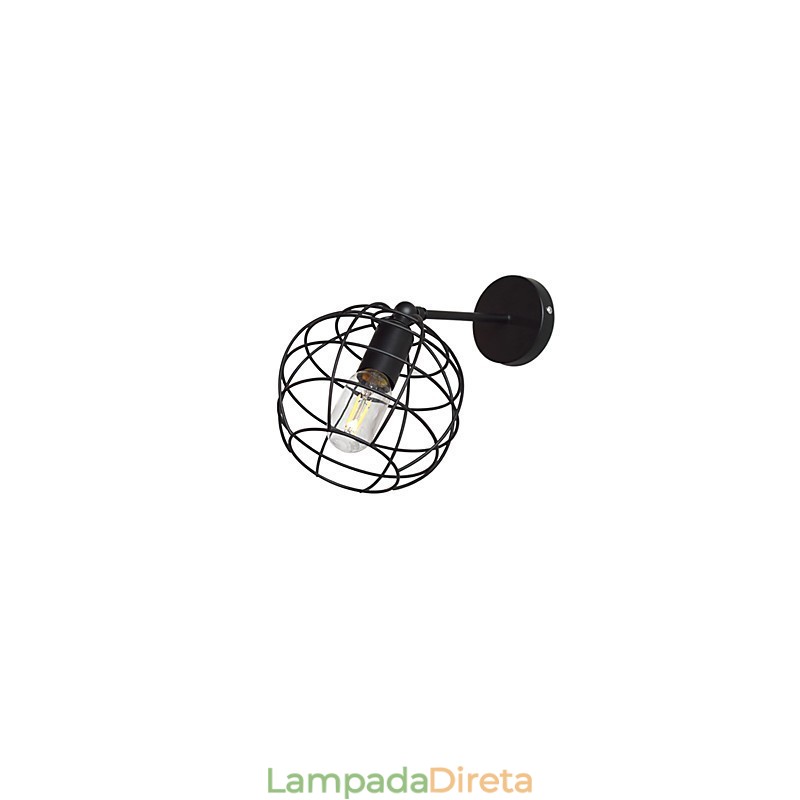 Luminária de parede de ferro redonda oca tijolos preto decoração americana sabre de luz lâmpada na parede
