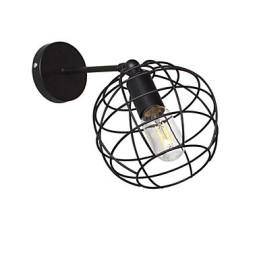Luminária de parede de ferro redonda oca tijolos preto decoração americana sabre de luz lâmpada na parede