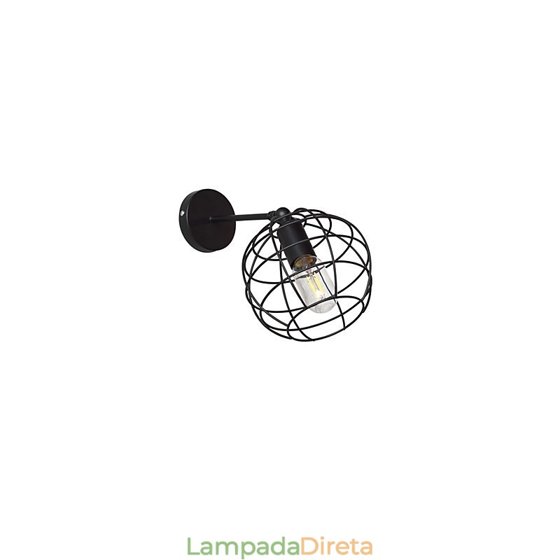 Luminária de parede de ferro redonda oca tijolos preto decoração americana sabre de luz lâmpada na parede