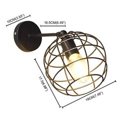 Luminária de parede de ferro redonda oca tijolos preto decoração americana sabre de luz lâmpada na parede