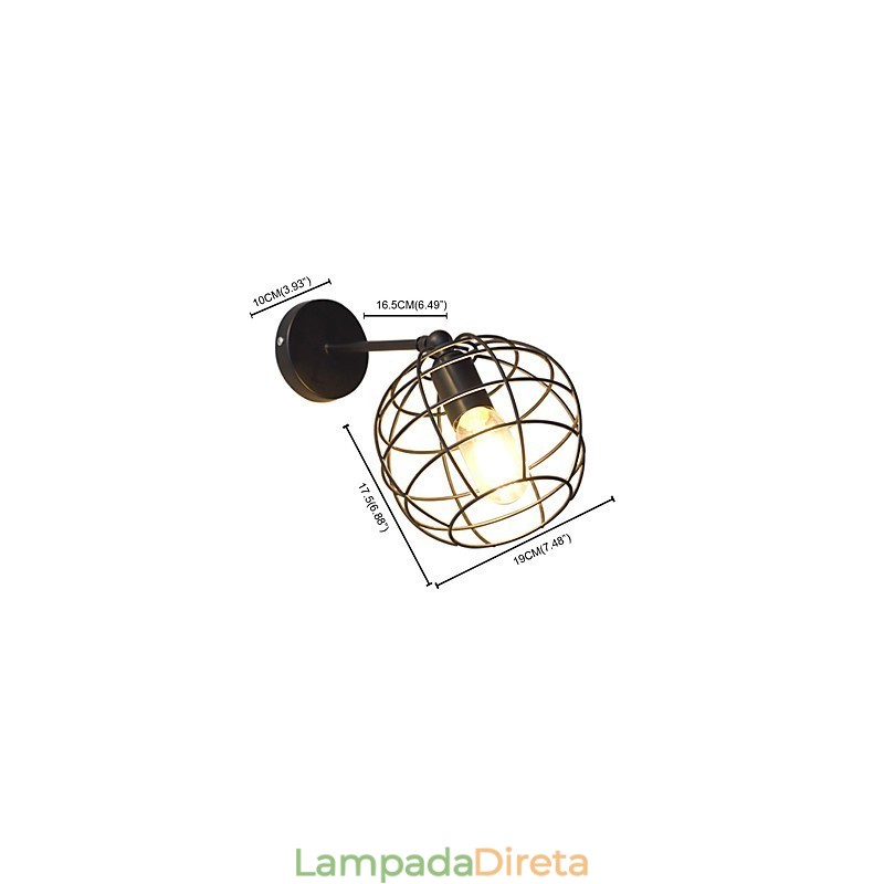Luminária de parede de ferro redonda oca tijolos preto decoração americana sabre de luz lâmpada na parede