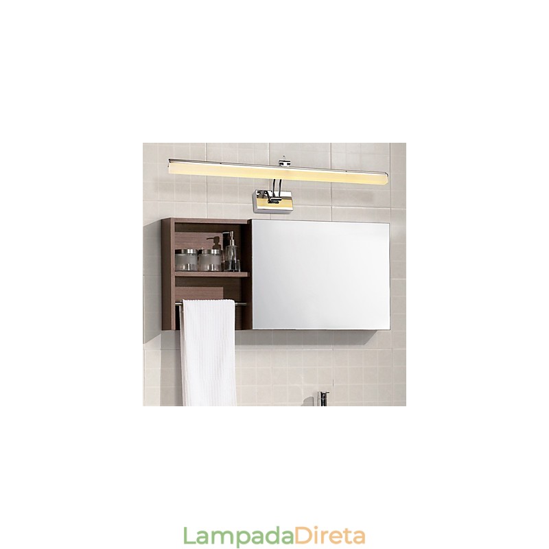 Recurso cromado moderno e contemporâneo integrado para iluminação de banheiro com luz ambiente Luz de parede