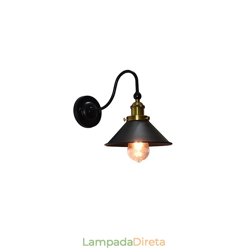 Luminária de parede Arandelas de parede Luminária de parede de ferro Lâmpada de parede sabre de luz preta muda na parede