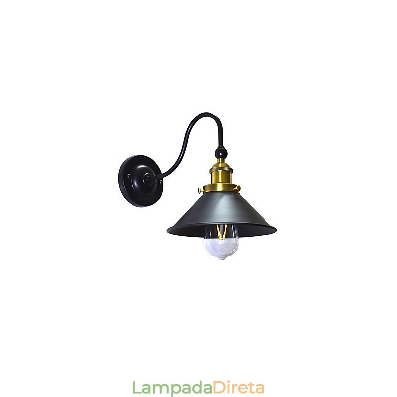 Luminária de parede Arandelas de parede Luminária de parede de ferro Lâmpada de parede sabre de luz preta muda na parede