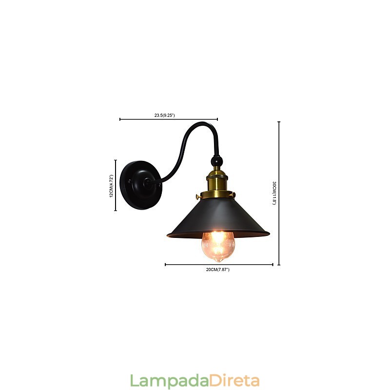 Luminária de parede Arandelas de parede Luminária de parede de ferro Lâmpada de parede sabre de luz preta muda na parede