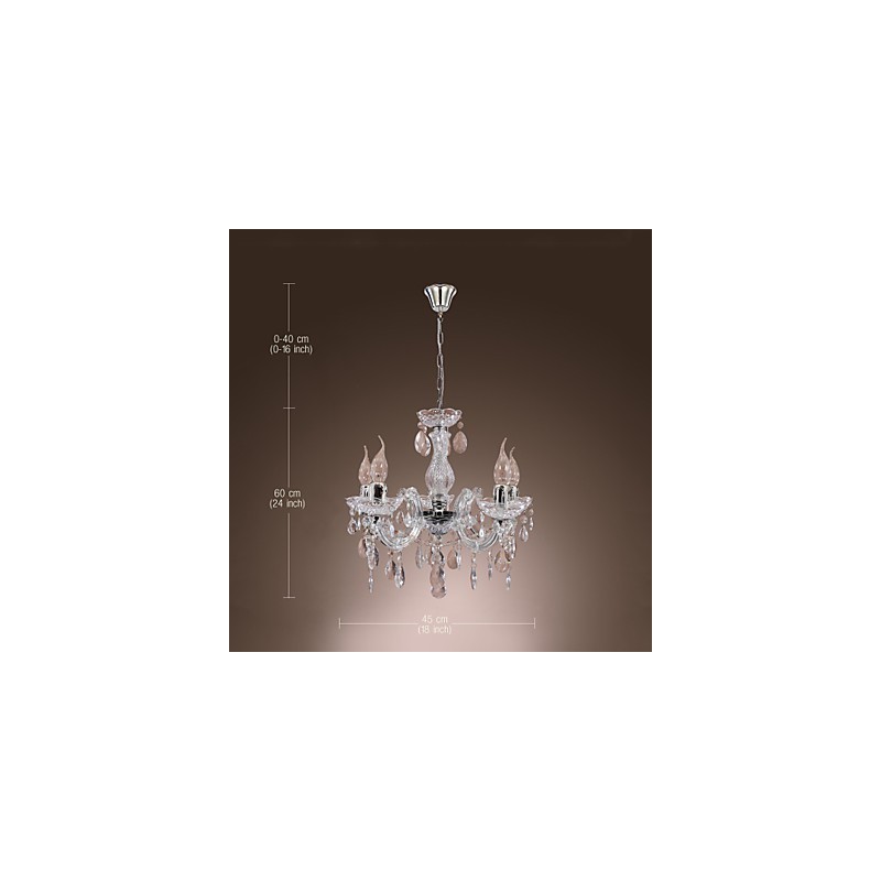Upligh Chrome Lâmpada de Teto Luz de Vela Luminária de Acrílico Lustre Pingente