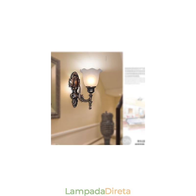Luminária de parede estilo europeu retrô Luminária de corredor de hotel Luminária de corredor Espelho Luminária frontal Luminária de cabeceira de cabeça única