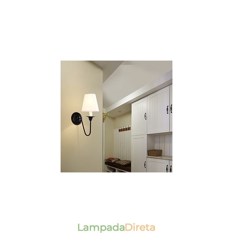 Acabamento em óxido preto rústico Lodge, recurso para proteção dos olhos, arandelas de parede com luz ambiente, luminária de parede