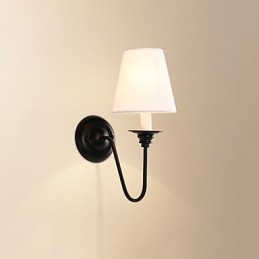 Acabamento em óxido preto rústico Lodge, recurso para proteção dos olhos, arandelas de parede com luz ambiente, luminária de parede