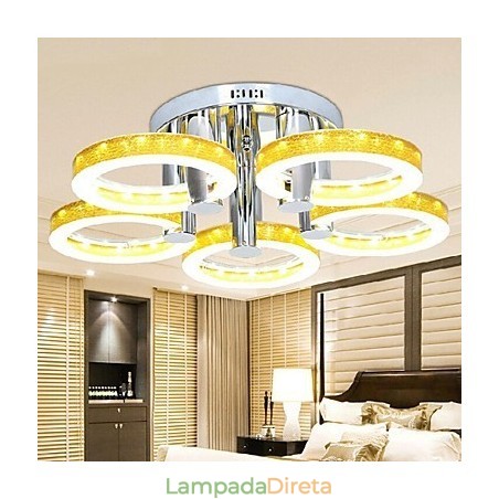 Lustre Simples de Acrílico com 5 luzes (Acabamento Cromado) Lustre Simples de Acrílico com 5 luzes (Acabamento Cromado)