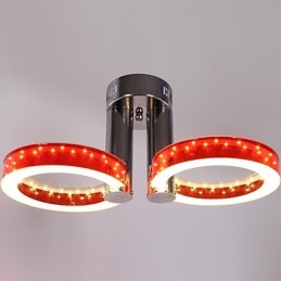 Lustre vermelho acrílico branco WarmWhite com 2 luzes