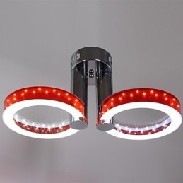 Lustre vermelho acrílico branco WarmWhite com 2 luzes
