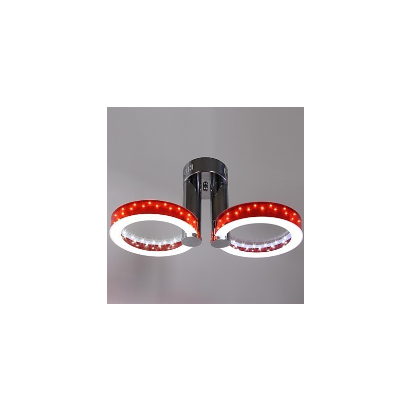 Lustre vermelho acrílico branco WarmWhite com 2 luzes