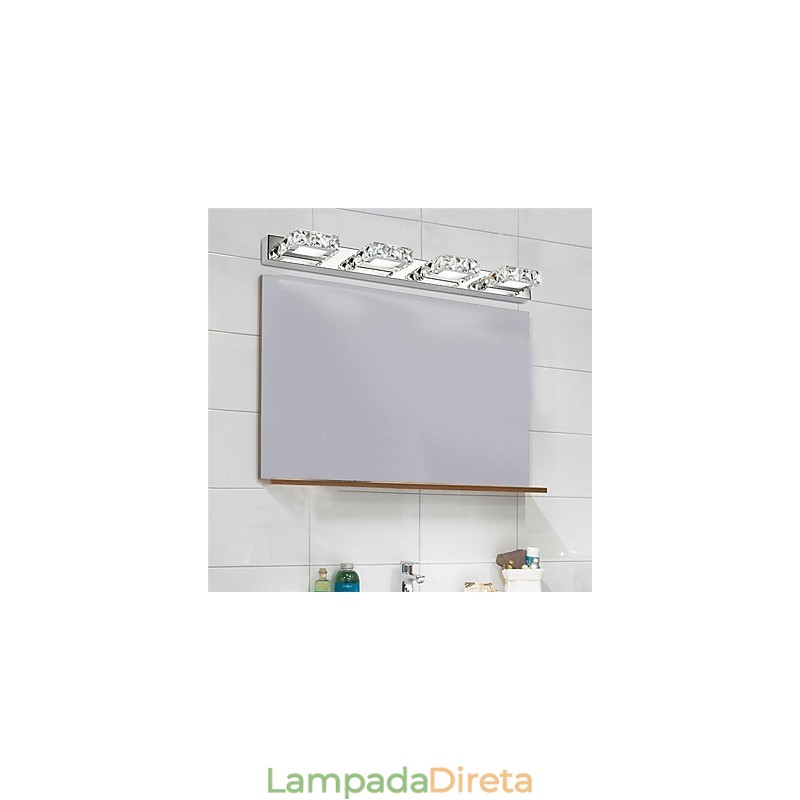 Iluminação para banheiro, espelho de maquiagem de cristal, 4 luzes, iluminação para banheiro e quarto