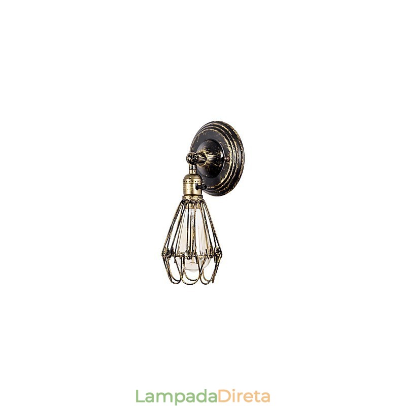 Arandelas de parede Vintage Indoor Ângulo ajustável Metal Wall Light Retro Wire Gaiola Lâmpada de parede