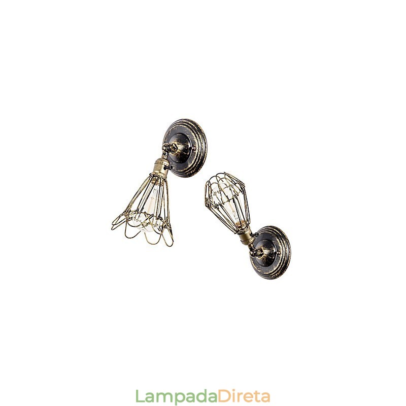 Arandelas de parede Vintage Indoor Ângulo ajustável Metal Wall Light Retro Wire Gaiola Lâmpada de parede