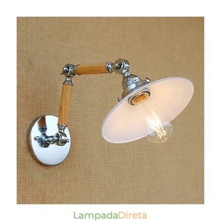 Lodge rústico cromado para braço oscilante com luz ambiente Lodge rústico cromado para braço oscilante com luz ambiente