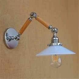 Lodge rústico cromado para braço oscilante com luz ambiente