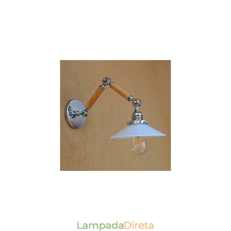 Lodge rústico cromado para braço oscilante com luz ambiente