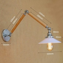 Lodge rústico cromado para braço oscilante com luz ambiente