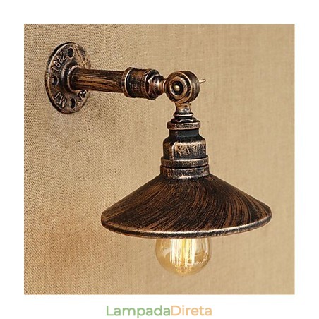 Luminária de parede estilo industrial nórdico, cano de água, luz de parede marrom, antiga Luminária de parede estilo industrial nórdico, cano de água, luz de parede marrom, antiga