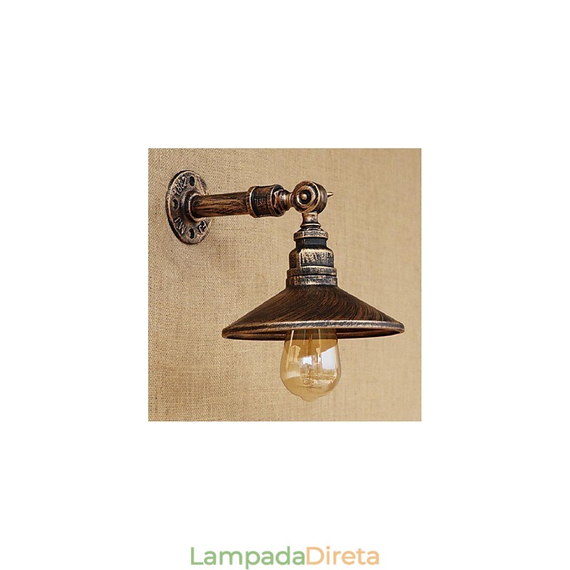 Luminária de parede estilo industrial nórdico, cano de água, luz de parede marrom, antiga