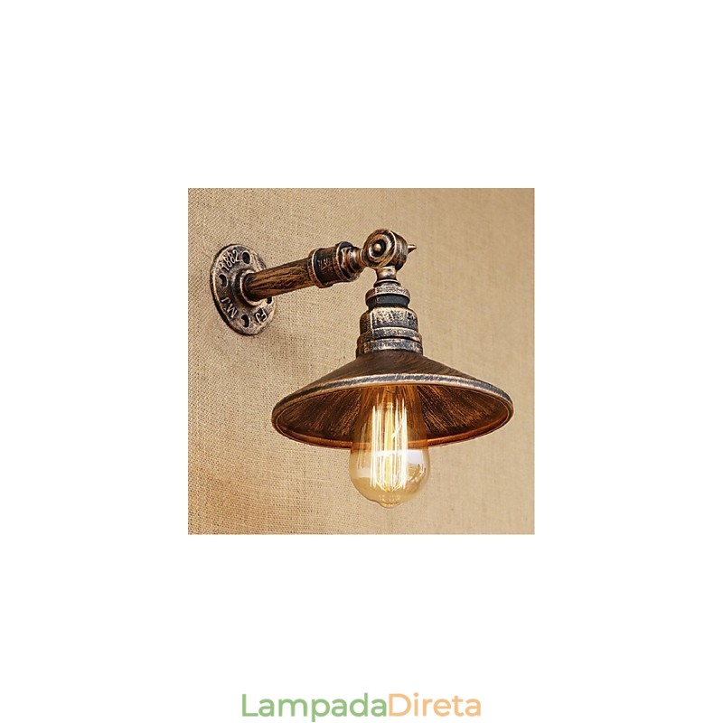 Luminária de parede estilo industrial nórdico, cano de água, luz de parede marrom, antiga