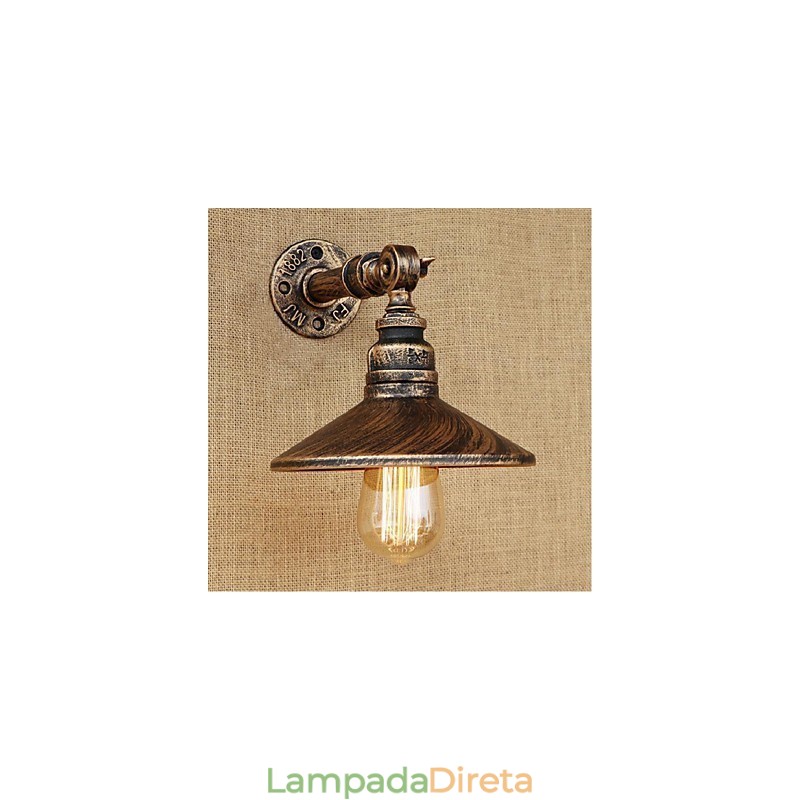 Luminária de parede estilo industrial nórdico, cano de água, luz de parede marrom, antiga