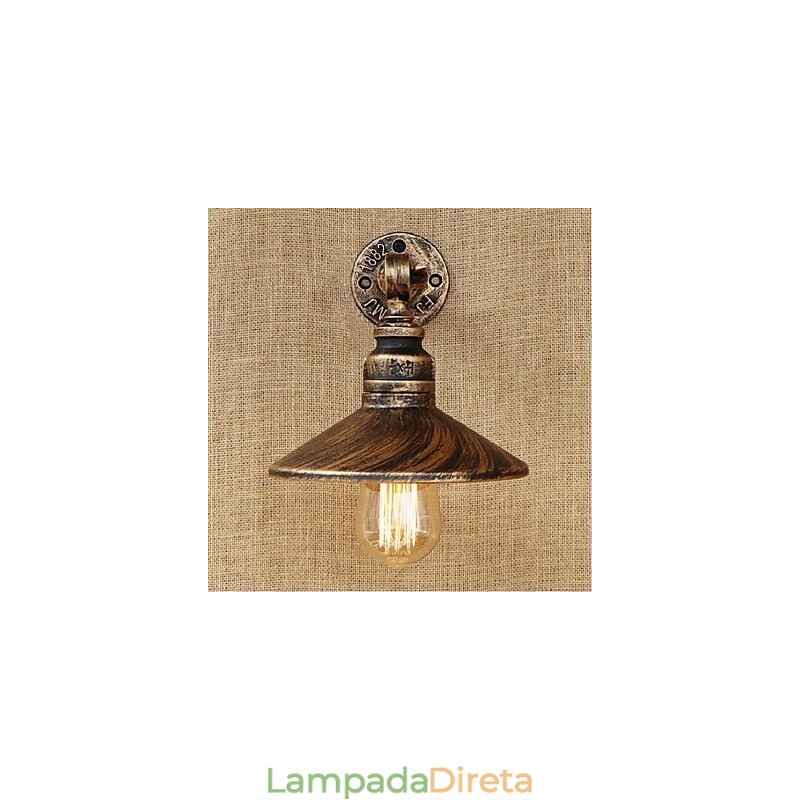 Luminária de parede estilo industrial nórdico, cano de água, luz de parede marrom, antiga