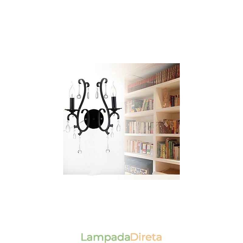 Recurso cromado country para arandelas de parede estilo mini com luz ambiente