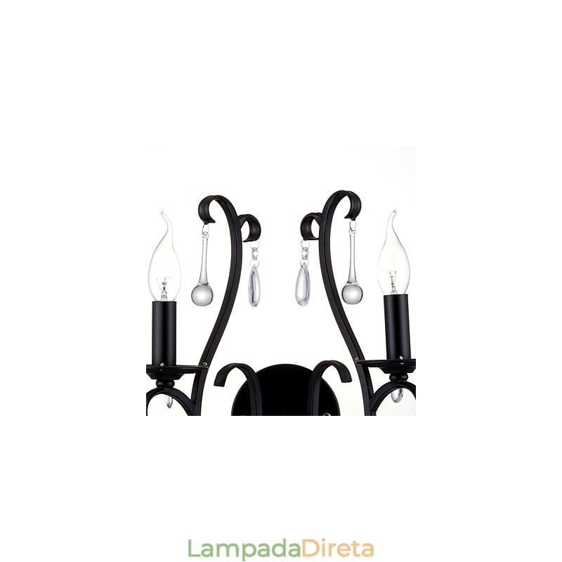 Recurso cromado country para arandelas de parede estilo mini com luz ambiente
